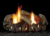 LS-RAO Aged oak Refractory Log Set with Slope Glaze Burner by White Mountain